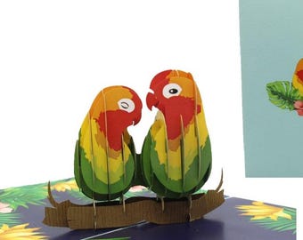 3D Pop-Up Animal Couple Cards – Dogs, Cats, Hedgehogs & Parrots