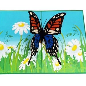 Butterfly Pop-Up Card with Daisies – 3D Greeting Card for Nature Lovers, Birthdays, and Special Occasions, A42