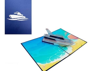 3D Pop-Up Cruise Ship and Yacht Greeting Cards – Nautical Birthday, Retirement, Travel Lovers Gift