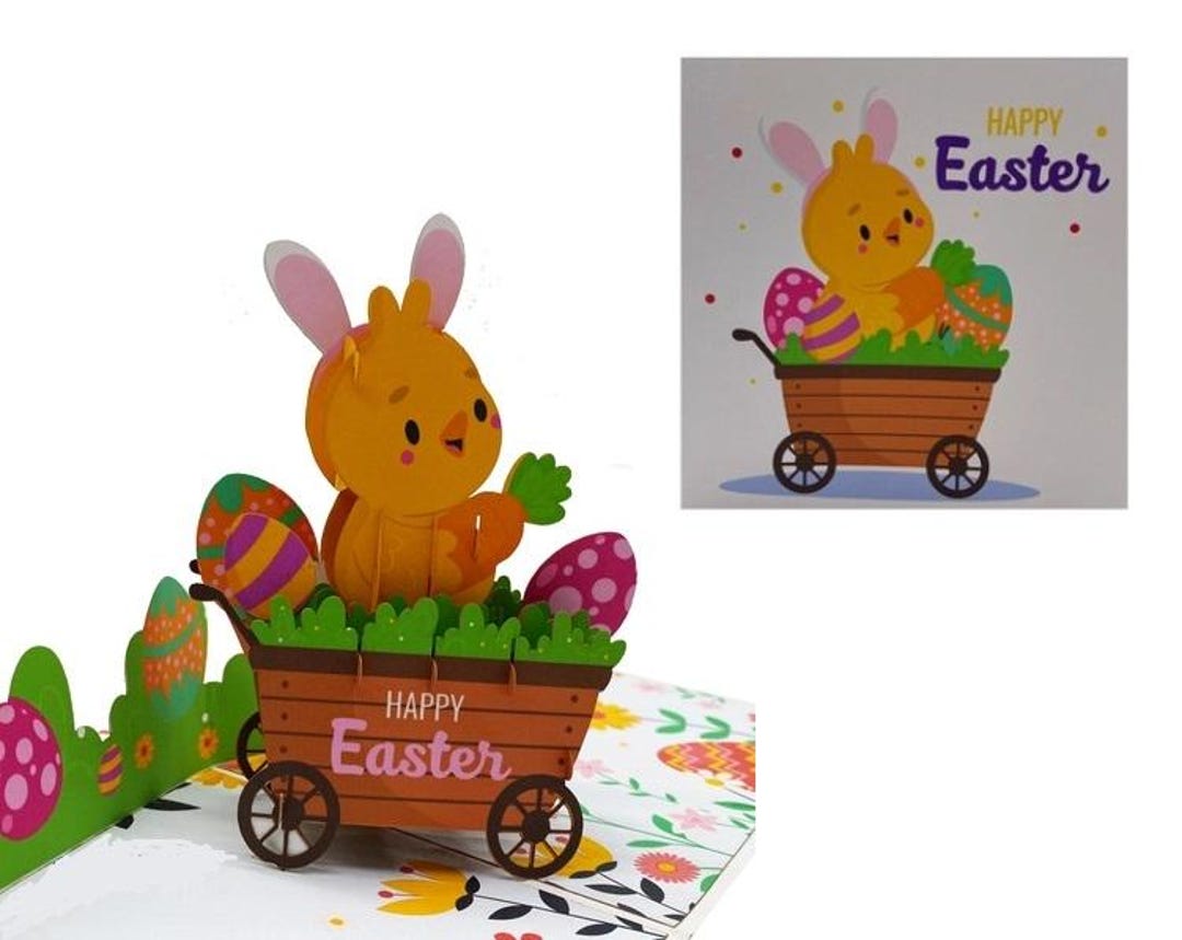 Easter Pop up Card – Fun Chick With Bunny Ears 3D Greeting Card - O22 ...