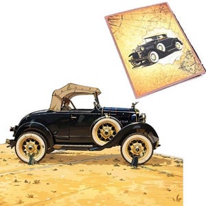 Vintage Car 3D Pop-Up Card – Classic Auto Greeting for Car Lovers, Collectors & Retro Enthusiasts, H37