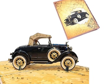 Tarjeta desplegable 3D de coche clásico: Roadster para amantes de los coches