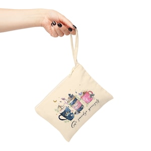 Go Smudge Yourself Pouch, Witchy pouch, Magical Crystal Pouch, Celestial Cotton Pouch, Zipper Pouch, Gift for Her, Cotton Zipper Pouch