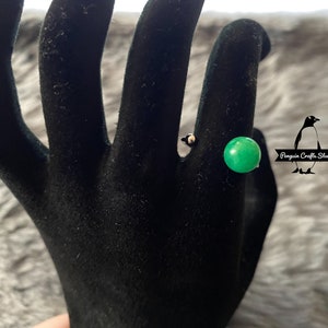 Stackable Green Gemstone Silver Ring /Stainless Steel, 8mm Gemstone, Heart Ring Box/