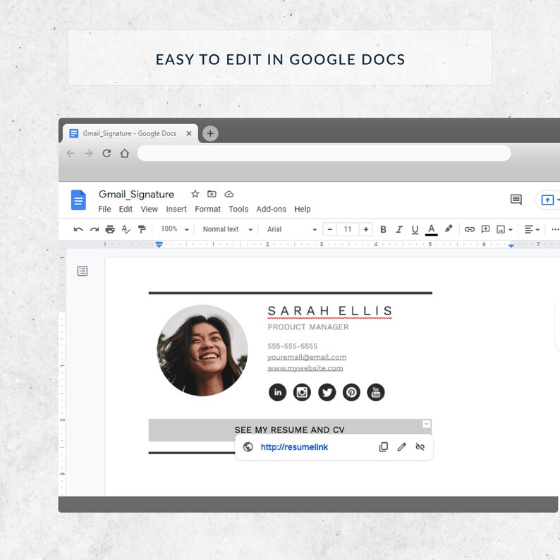 Email Signature Template for Gmail Professional Email Etsy