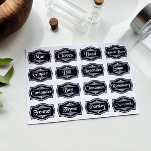 16 Custom Black Vintage Style Labels - Personalised Apothecary, Witchcraft Supplies, Kitchen, Pantry & Craft Jar Stickers
