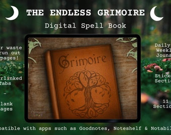 The Endless Grimoire - Digital Witches Spell Book for Goodnotes, Noteshelf, Notability - Blank Book of Shadows, Notebook, Journal, Planner