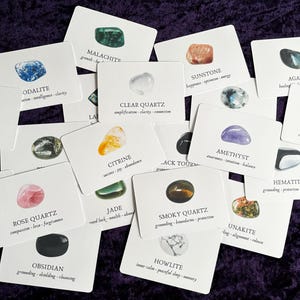 Cartes d'information Crystal - Core Pack - 24 cristaux populaires, identification par cristal, collection de cartes flash recto-verso finition mate