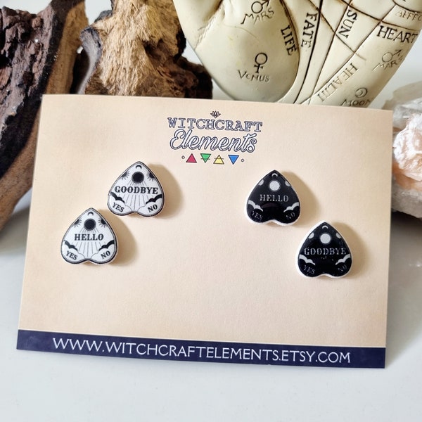 Set of 2 Mini Ouija Planchette Stud Earrings - Witchy Jewellery, Spiritual Gifts, Gothic Earrings, Halloween Jewellery, Ouija Board Earrings