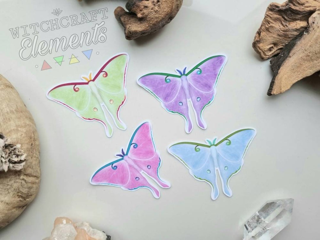 Moon Moth Sticker Luna Moth Sticker Bundle Magical Moon Moths, Fairy Witch, Pastel Goth ...