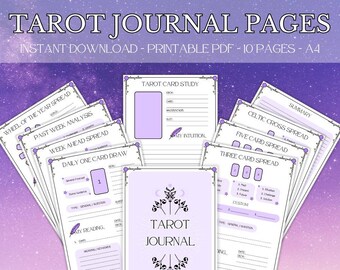Afdrukbare Tarot Journal & Studiepagina's - Digitale download, Tarot Spreadsheets, Tarot Reading Workbook, Tarot Card Betekenissen
