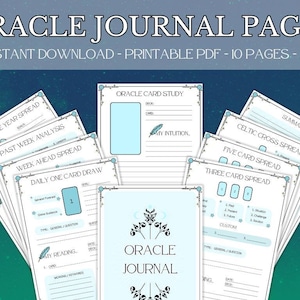 Printable Oracle Journal & Study Pages - Digital Download, Spiritual Notebook, Oracle Spread Sheets, Oracle Reading, Oracle Card Workbook