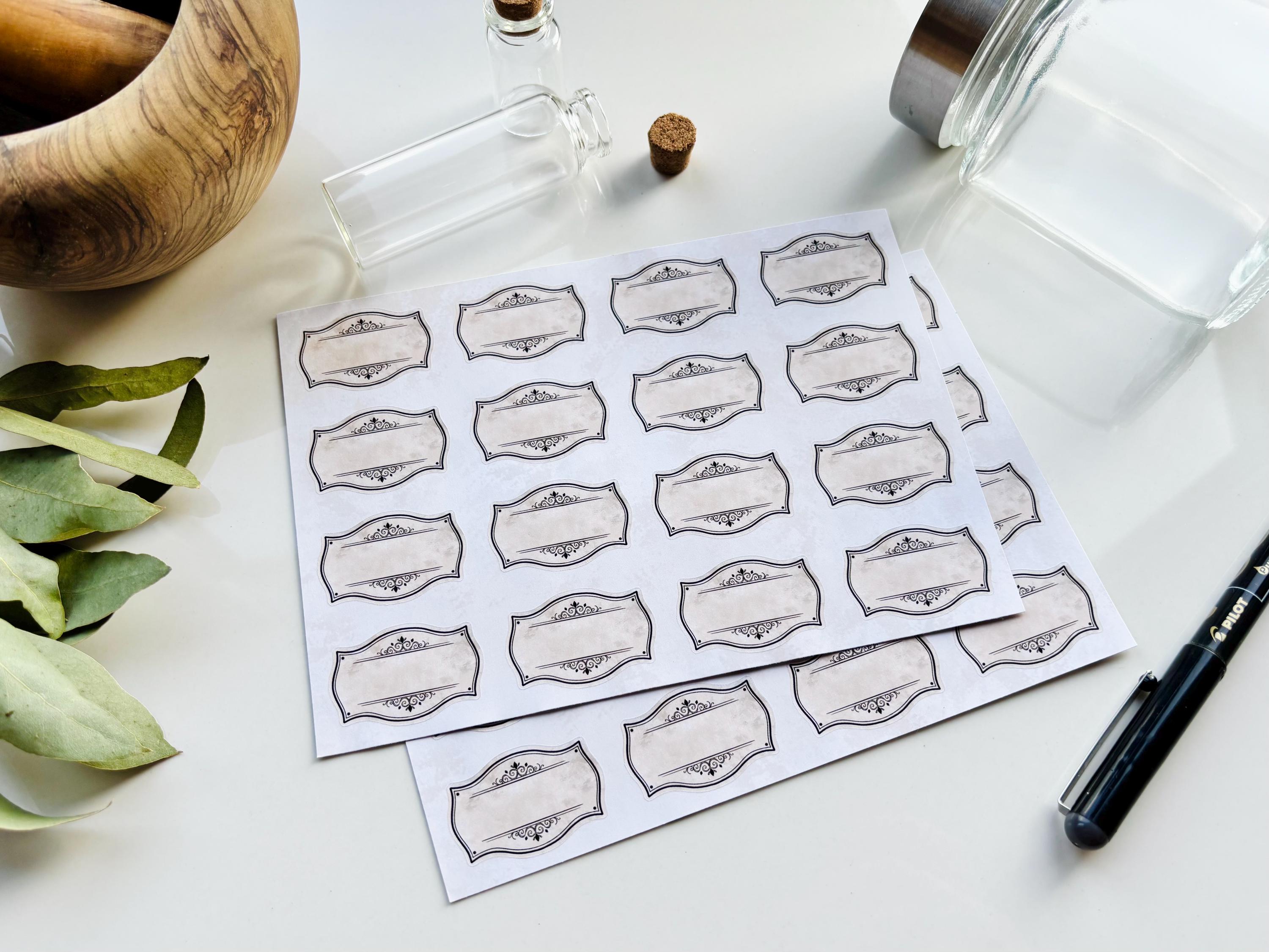 Spell Label Small Accented Vintage Style Apothecary Labels - Write Your Own Sticker ...