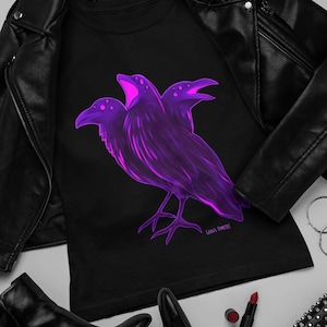 Three-Headed Raven Unisex T-Shirt | Goth T-Shirt | Pastel Goth T-Shirt | Witchy T-Shirt