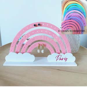 Personalised Pastels Earring Holder Stand | Jewellery Stand | Girls Accessory Holder | Earring Holder Organiser | Rainbow Shape Organiser |