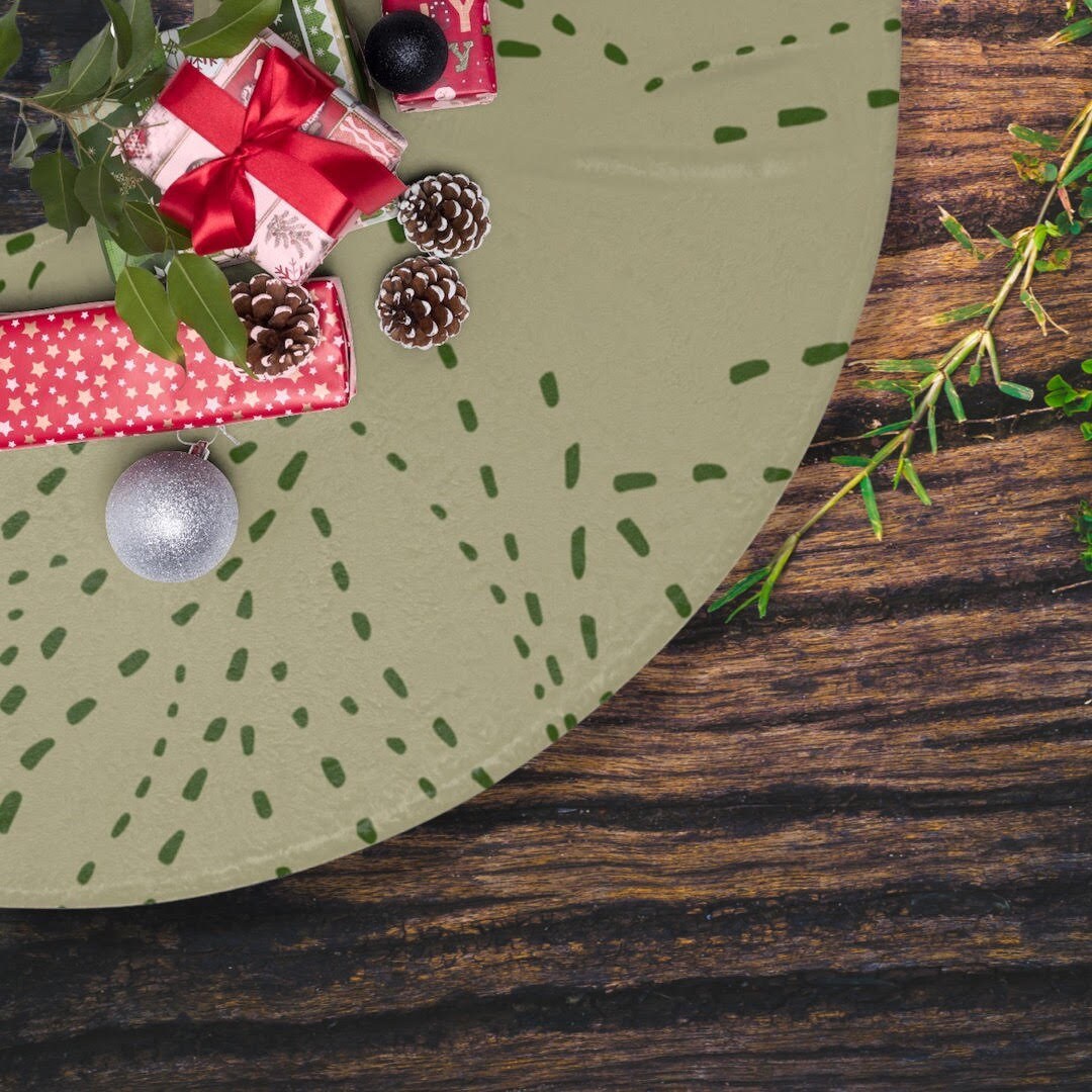 Sage Green Christmas Tree Skirt Dark Green Leaf Like Design - Etsy