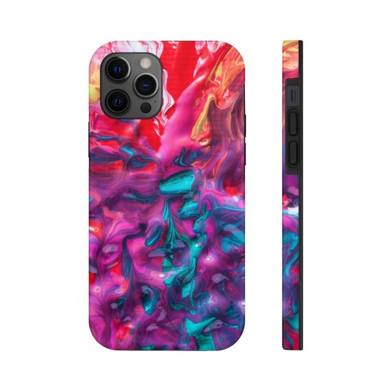 Multicolor Smudged Paint Phone Case, Pink, Blue, Photo Case