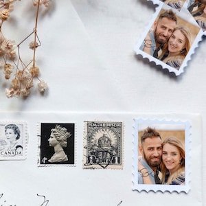 BODA Sellos postales falsos personalizables | Tus sellos fotográficos falsos | Crea tus propios sellos falsos personalizados |  Sellos de boda para tus invitaciones