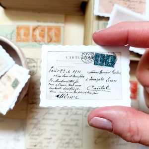 Faux timbres-poste VINTAGE | 16 faux timbres de cartes postales | Faux tampons de mariage | Timbres Vintage de Paris | Photo de détail du mariage |
