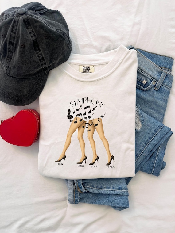 Click Clack Symphony T-Shirt, Musical Notes High Heels Illustration