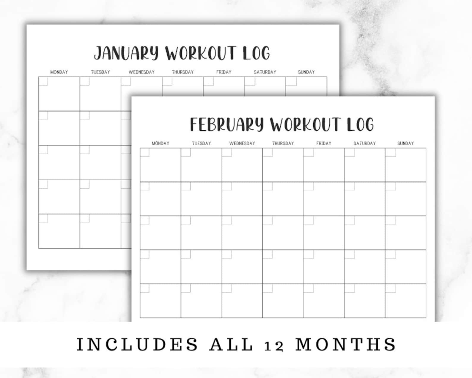 Monthly Workout Log Tracker Printable Home and Fitness Etsy