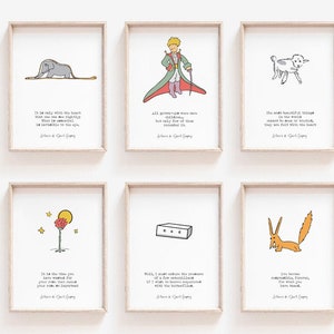 The Little Prince Print / The Little Prince Wall Art Set / Le Petit Prince Nursery Wall Art / Citas de Little Prince / Archivo digital imprimible