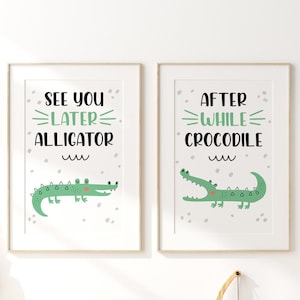 Alligator Crocodile Nursery Print Set: Playroom Wall Art (Digital Printables)