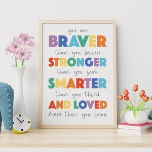You Are Braver Than You Believe - Winnie The Pooh Quote | Nursery Decor | Playroom Print | Inspirational Quote | PRINTABLE Digital Download