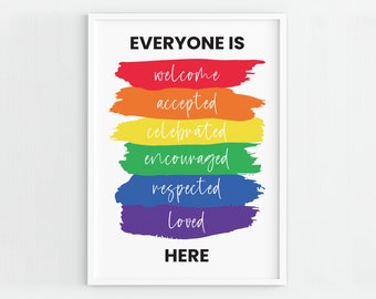 Tutti sono benvenuti qui Stampa: Poster della classe arcobaleno (file stampabile)