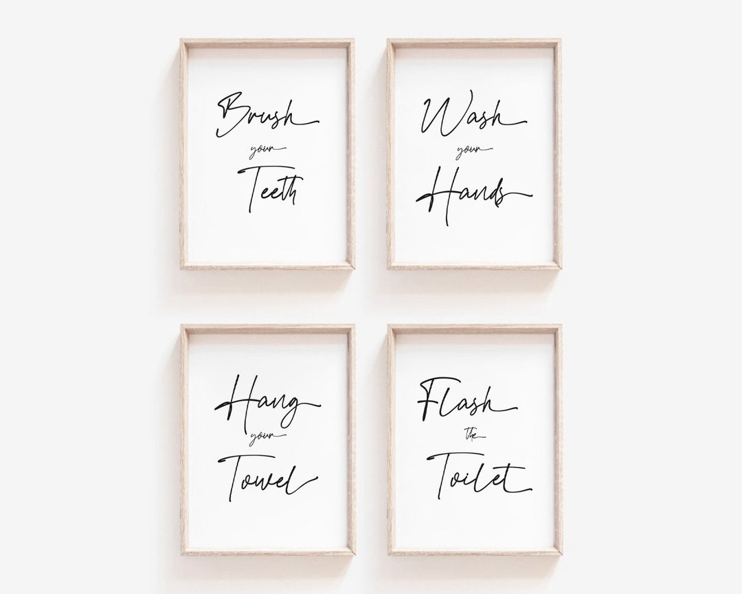 4 Set of Bathroom Wall Art Print, Bathroom Quote Decor, Digital Print ...