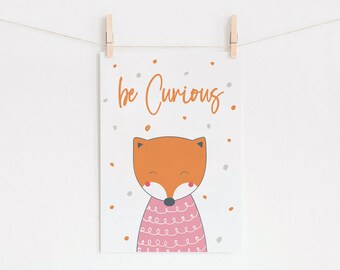 Be Curious Nursery Printable / Nursery Wall Deco / Kids Room Decor / Playroom Decor / Kids Wall Art Print / Baby Prints / Digital PRINTABLE