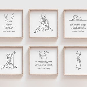 The Little Prince 6 Prints with Quotes, Motivational Print, Le Petit Prince Poster, Wall Art Nursery, Nursery Decor, PRINTABLE Digital File