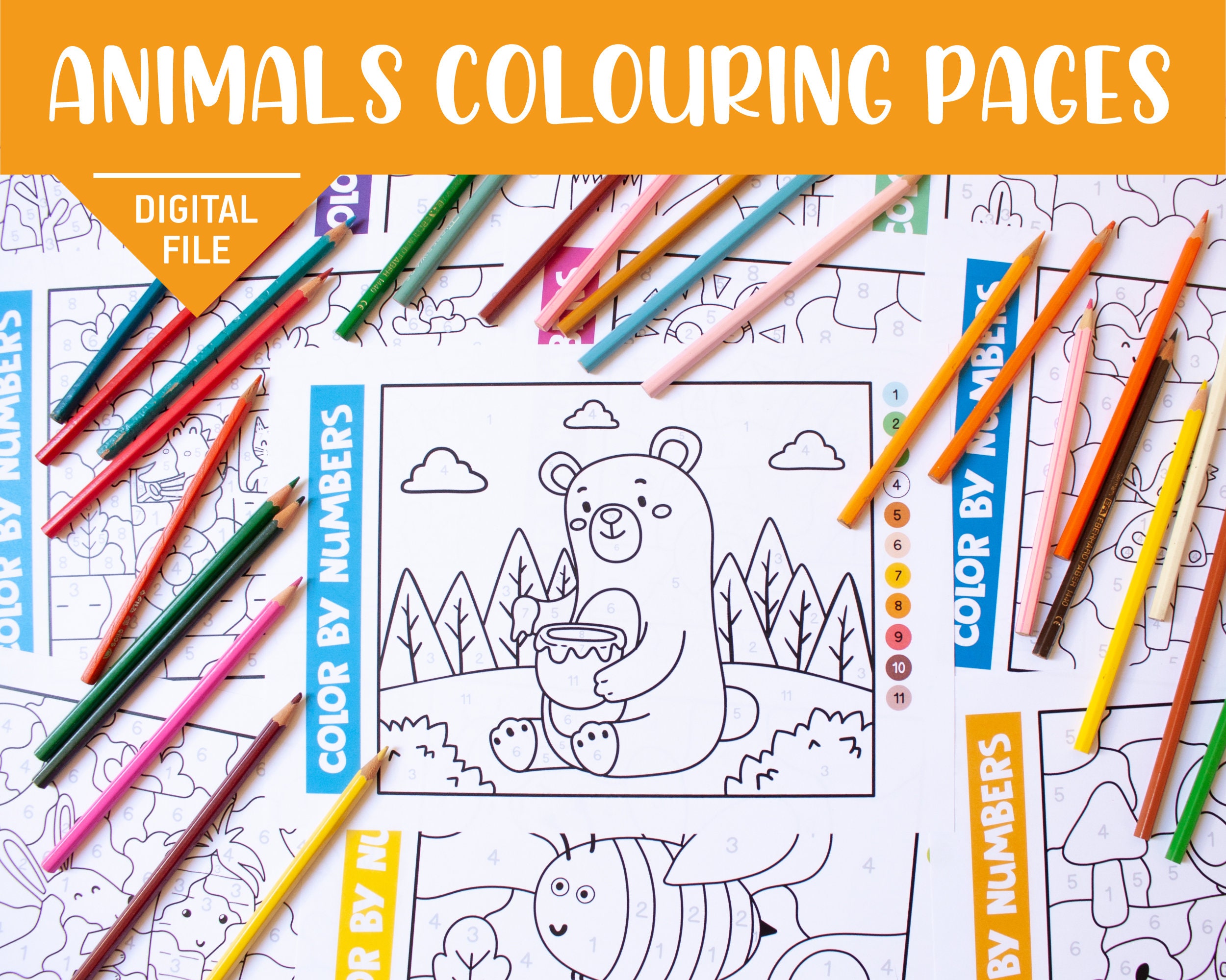 Animals Colouring Pages 10 Animal Colouring Pages for Boys & Girls / Colouring Book / Children ...