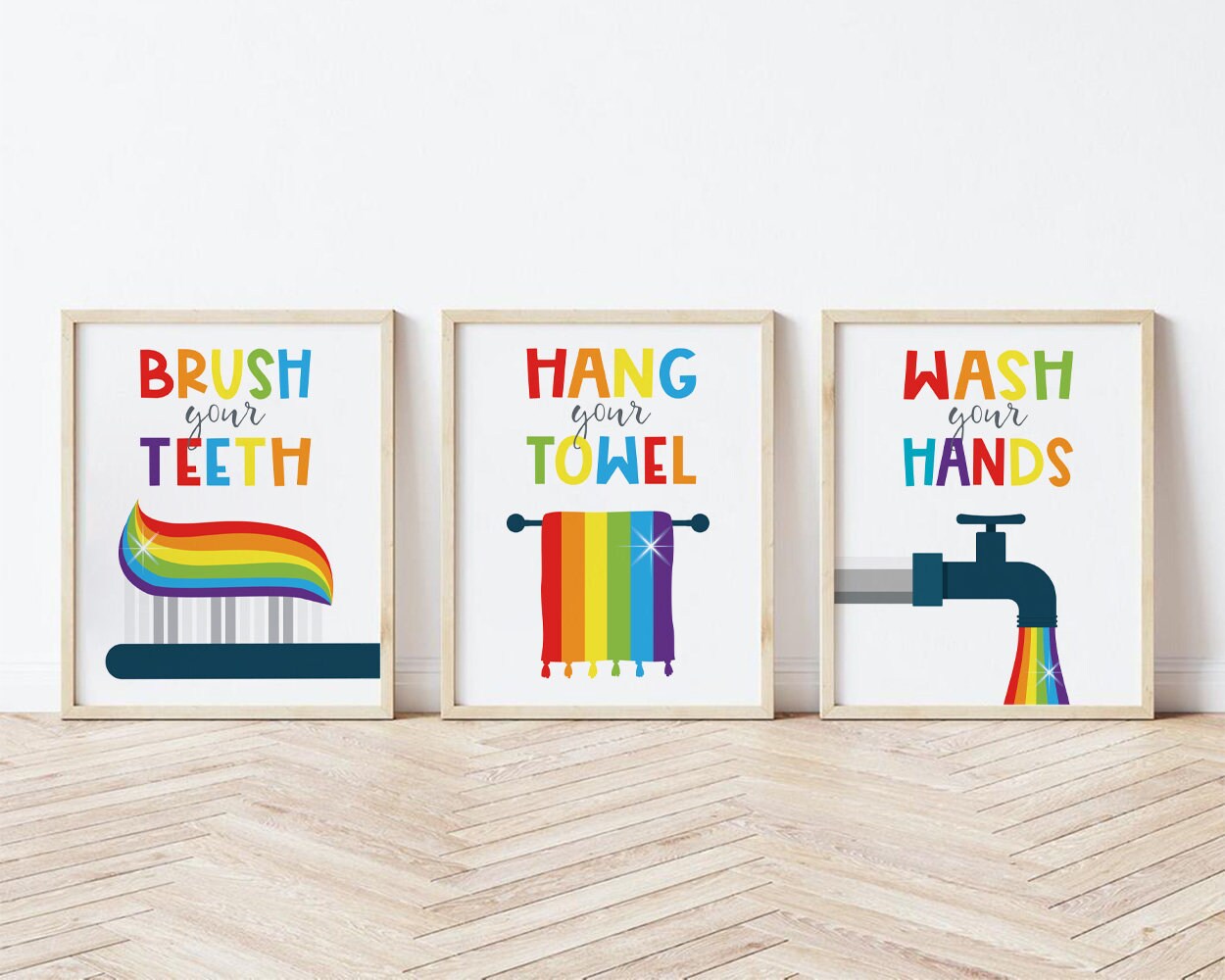 3 Set of Children's Bathroom Wall Art Print Funny Nursery | Etsy