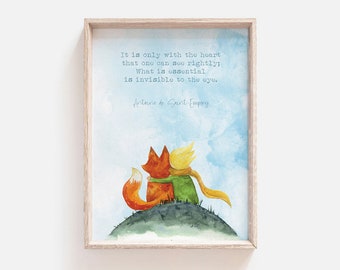 The Little Prince Watercolor Print: Inspirational Nursery Wall Art (Digital Printable File)