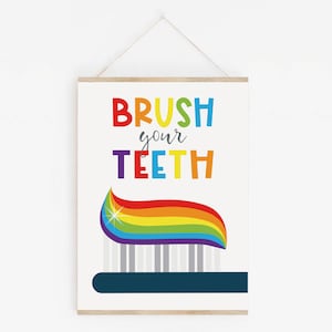 Brush Your Teeth Print: Funny Bathroom Nursery Decor (Digital Download)