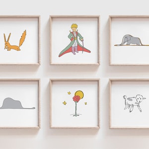 The Little Prince set of 6 Prints / Le Petit Prince Wall Art Set / Little Prince Nursery Art / Little Prince Art PRINTABLE Digital File