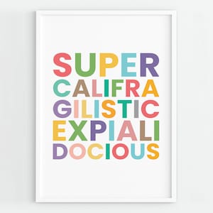 Supercalifragilisticexpialidocious, Mary Poppins Quote Print, Children Playroom Decor, Classroom Decor, Poster, Quote, PRINTABLE DOWNLOAD