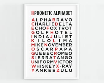 Fonetisch alfabet print, kunst aan de muur wordt afgedrukt, kunst aan de muur kantoor, minimalistische prenten, muur prenten, minimalistische kunst, prenten, kunst, afdrukbare DOWNLOAD
