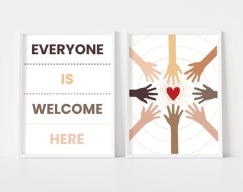 Everyone Is Welcome Here Print, Equality, Diversity, Inclusion, Racism, Wall Print, Classroom Decor, Classroom Print, PRINTABLE DOWNLOAD