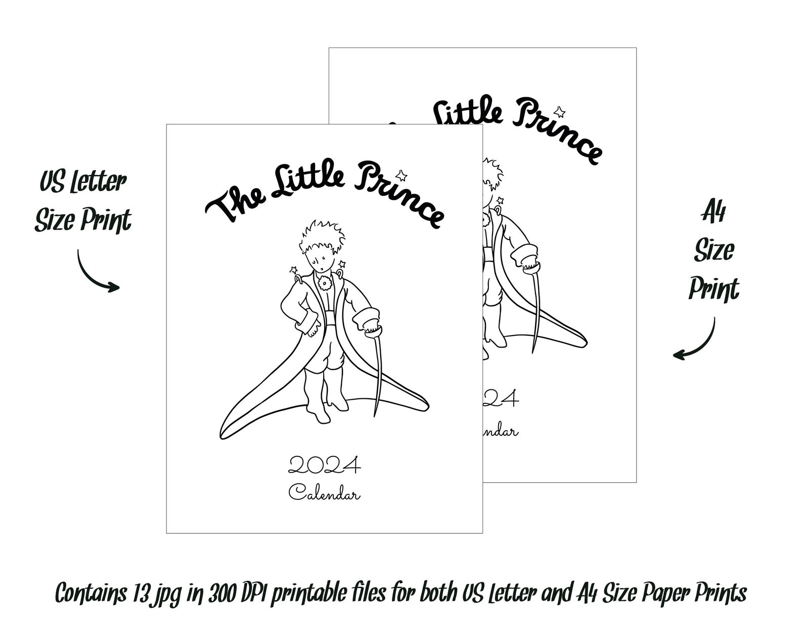 Little Prince Printable 2024 Calendar / Nursery Wall Deco / - Etsy