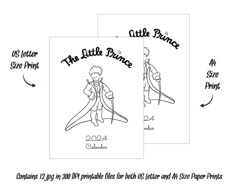 Little Prince Printable 2024 Calendar / Nursery Wall Deco / Etsy
