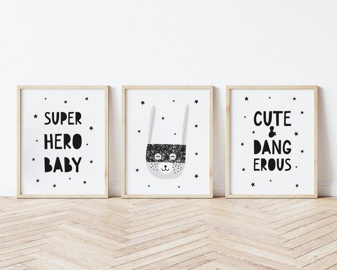 3 Kinderzimmer Printables SuperHeld Junge Hase - Etsy.de