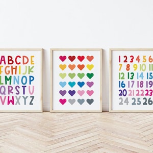 Alphabet & Numerical Poster, ABC Poster, Educational Art, Kids Room Decor, Nursery Wall Art, Nursery Decor, PRINTABLE Digital Download