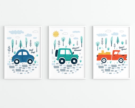 Car Prints: Transportation Nursery Wall Art (Set of 3) (Printable File)