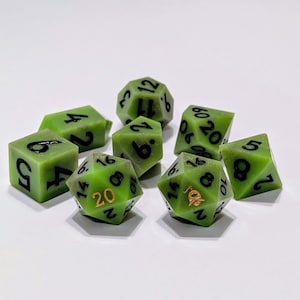 Green Goblin Resin Dice Set: Mixed Green & Black, Handmade 16mm