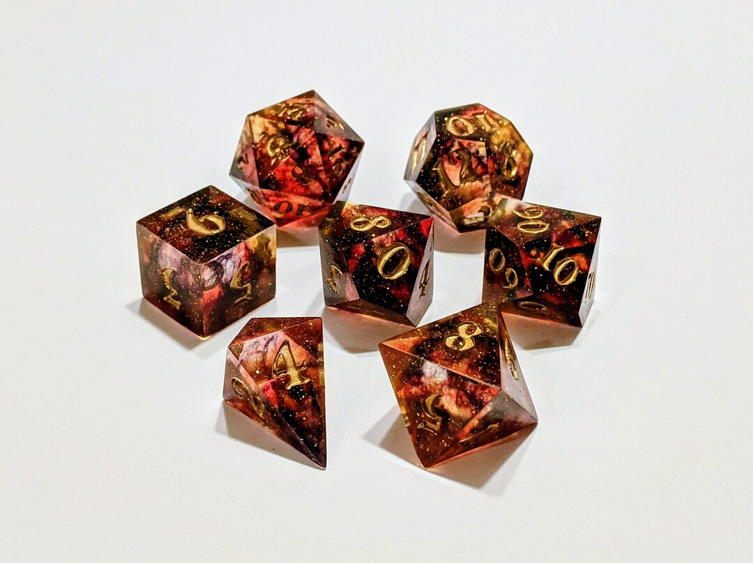 Ember Flame Resin Dnd Dice Set Black Yellow & Red Etsy