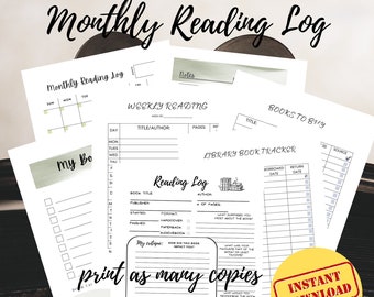 Monthly reading log Reading Tracker Book log