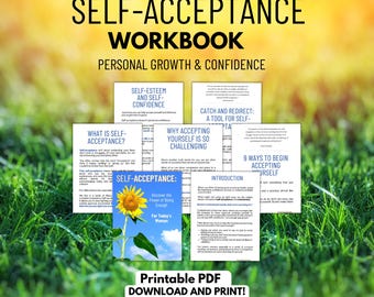 Self-Acceptance Self-Love & Confidence Workbook | Printable Mental Health Worksheets | Self-Discovery Journal PDF