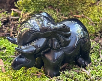 Black Obsidian Mammoth Carving